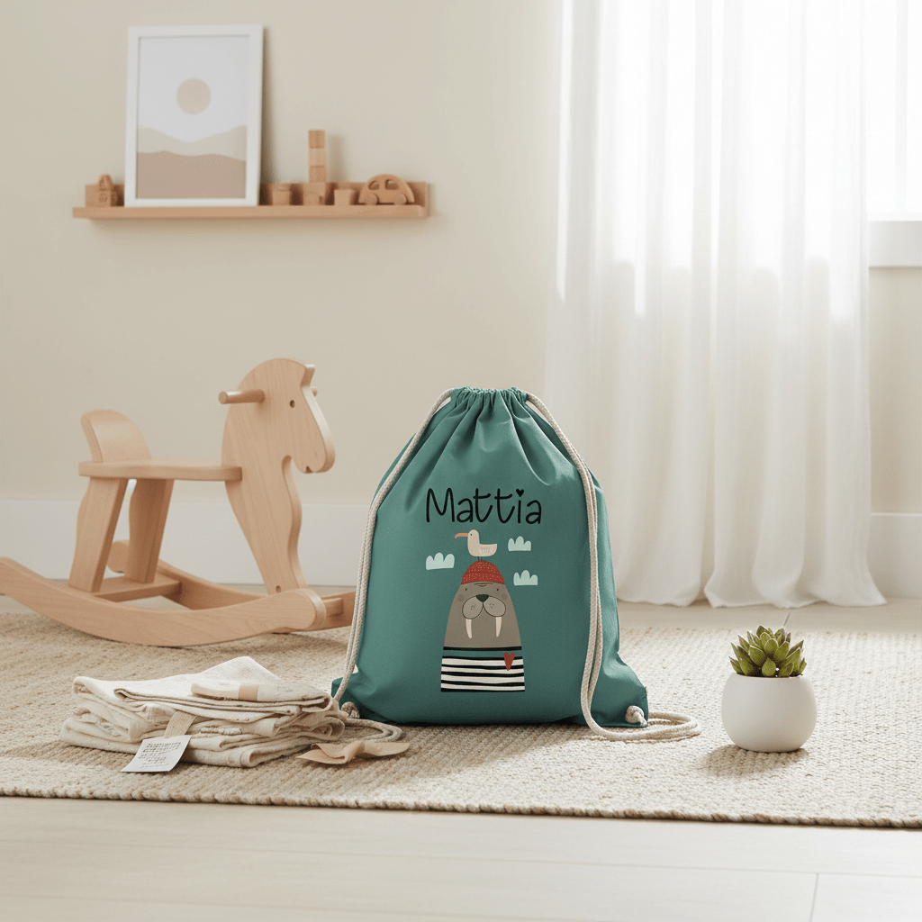 Zaino a sacca in cotone pesante Tricheco - Be Brave Boutique