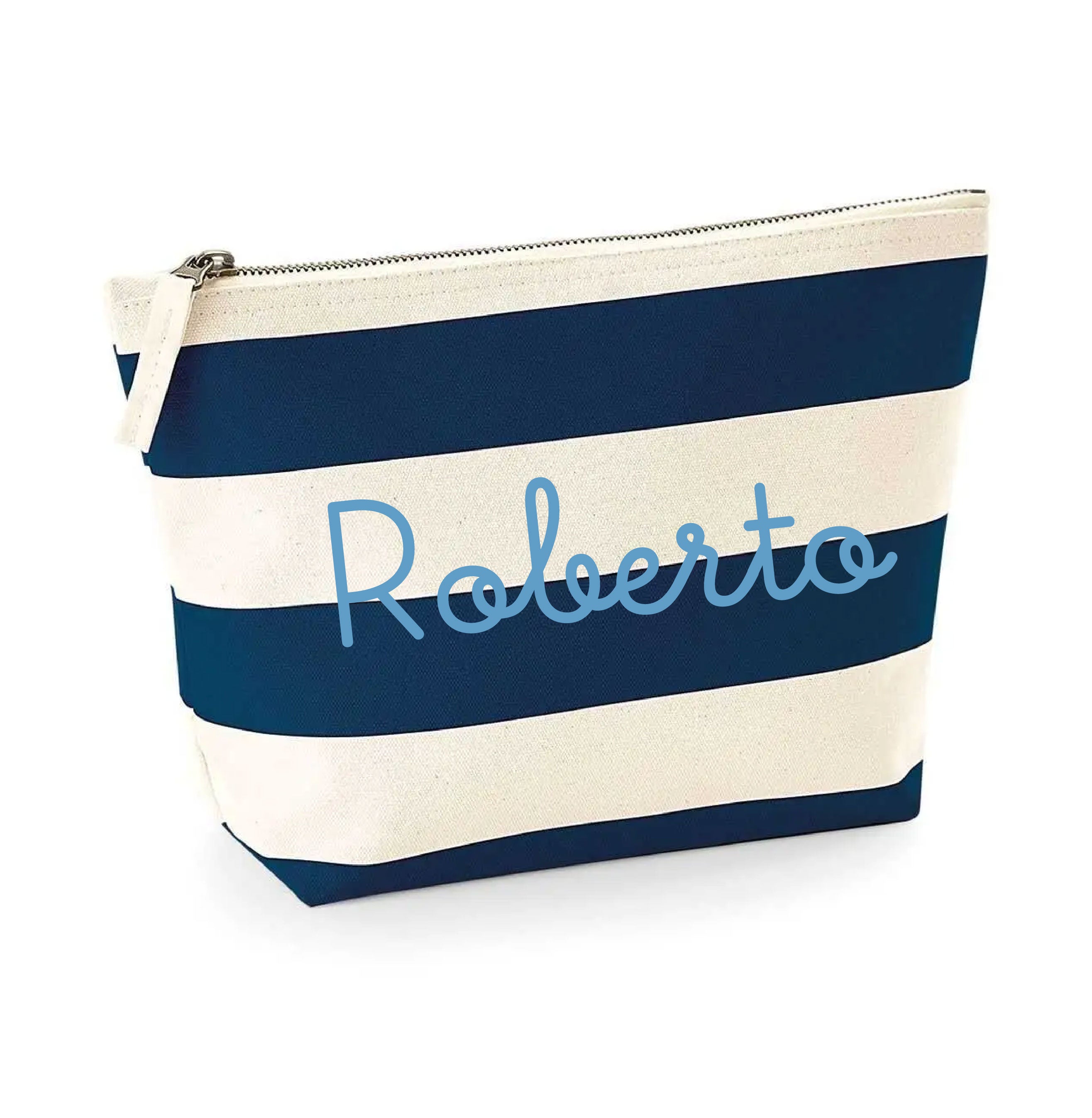 Pochette in cotone canvas a righe personalizzabile - Be Brave Boutique