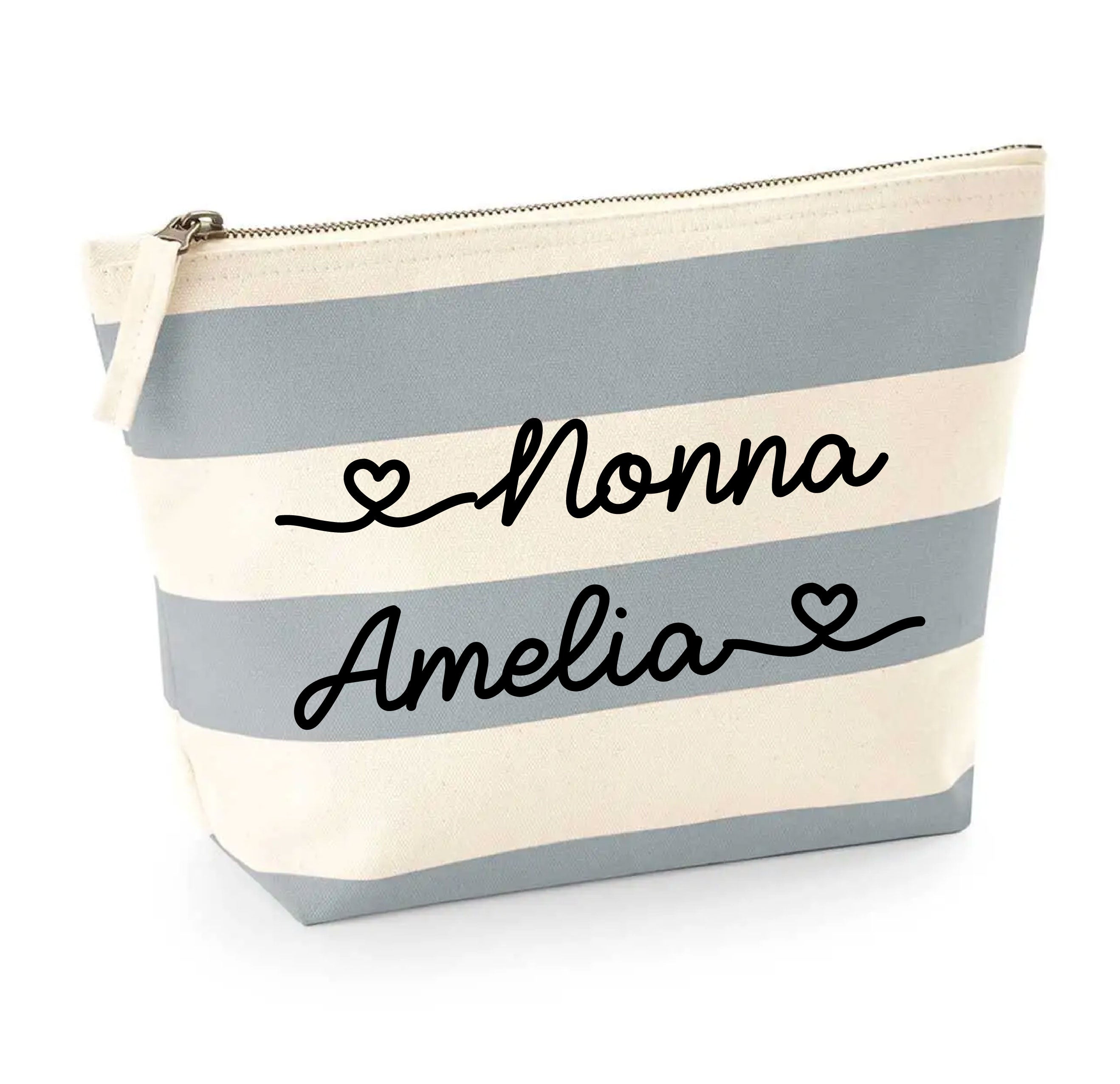 Pochette in cotone canvas a righe personalizzabile - Be Brave Boutique