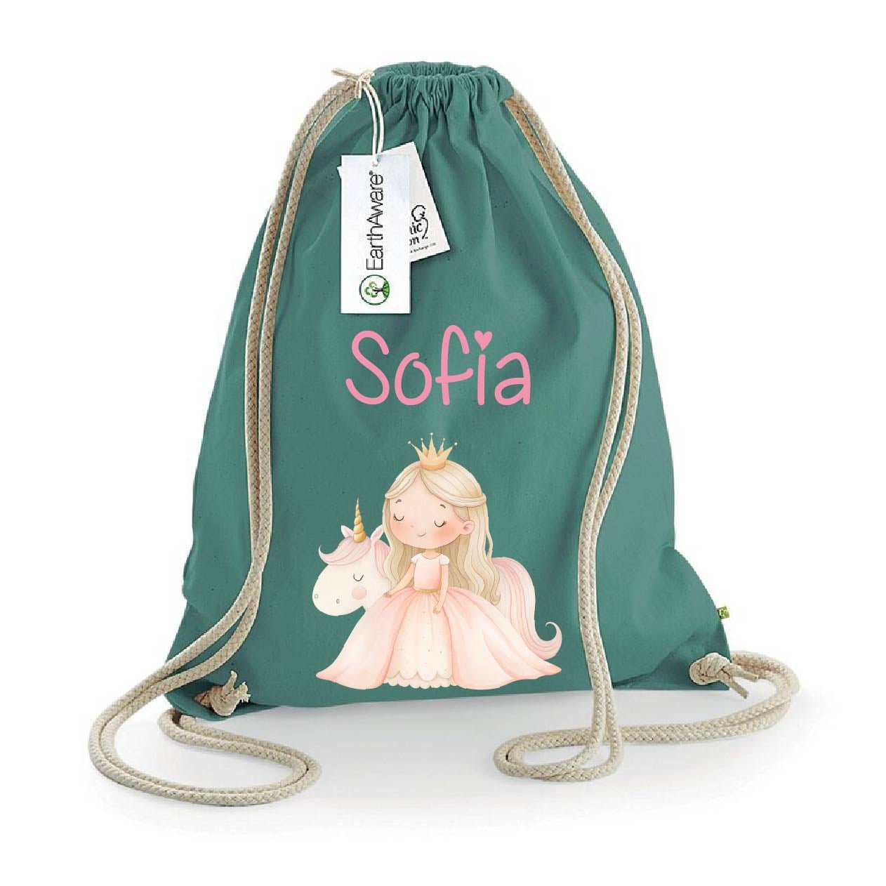 Zaino a sacca in cotone pesante Principessa Unicorno - Be Brave Boutique