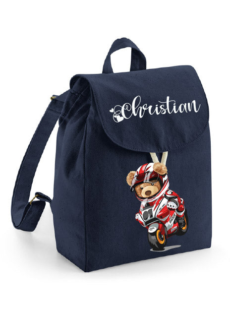 Mini Zaino in cotone Orsetto In Moto - Be Brave Boutique