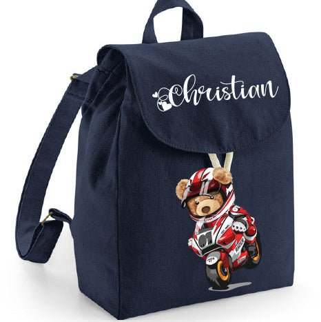 Mini Zaino in cotone Orsetto In Moto - Be Brave Boutique
