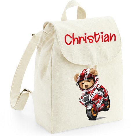 Mini Zaino in cotone Orsetto In Moto - Be Brave Boutique