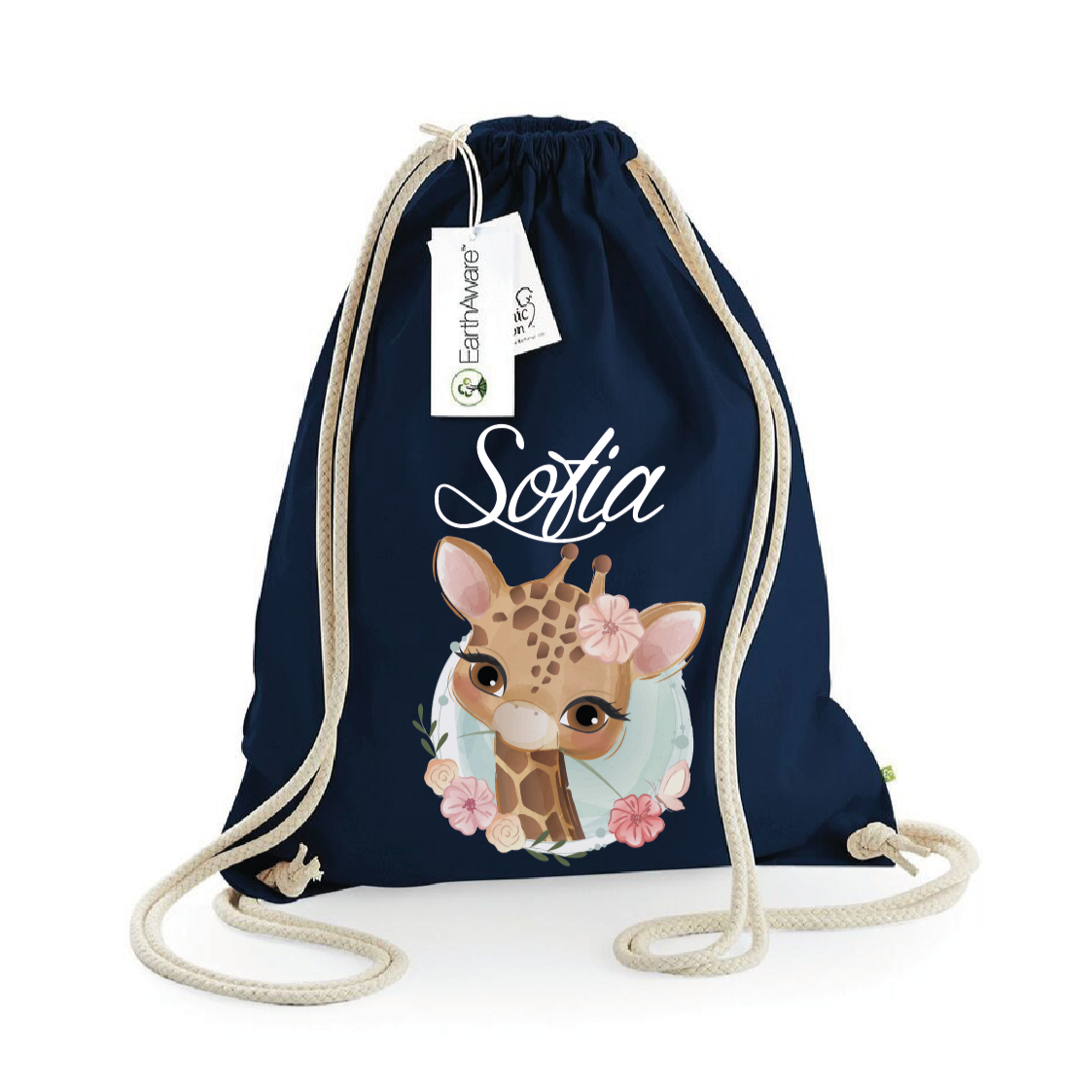 Zaino a sacca in cotone pesante Giraffa - Be Brave Boutique