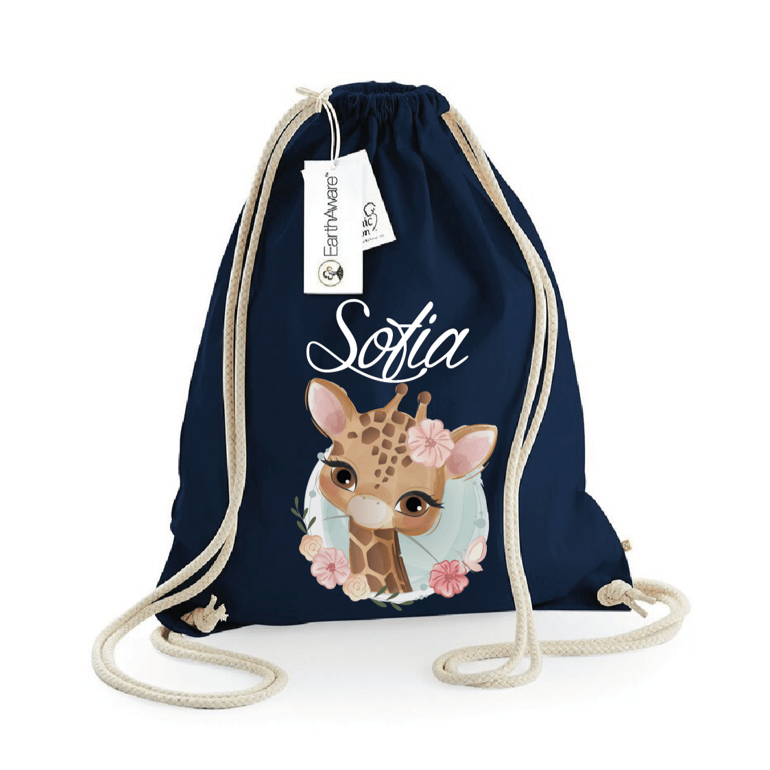 Zaino a sacca in cotone pesante Giraffa - Be Brave Boutique