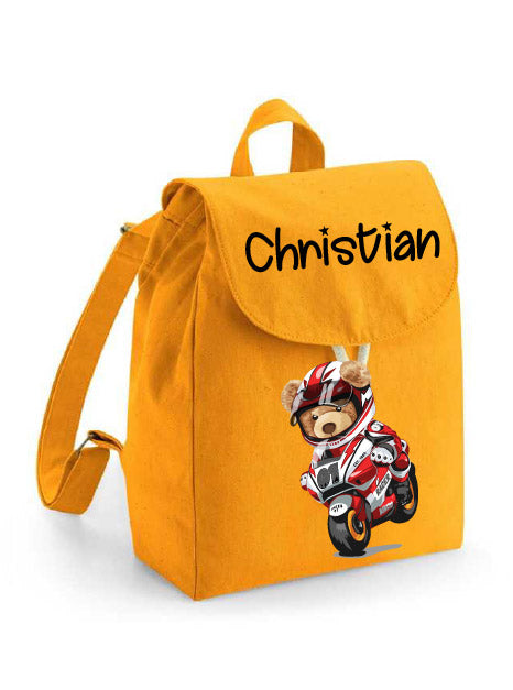 Mini Zaino in cotone Orsetto In Moto - Be Brave Boutique