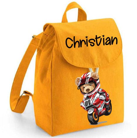 Mini Zaino in cotone Orsetto In Moto - Be Brave Boutique