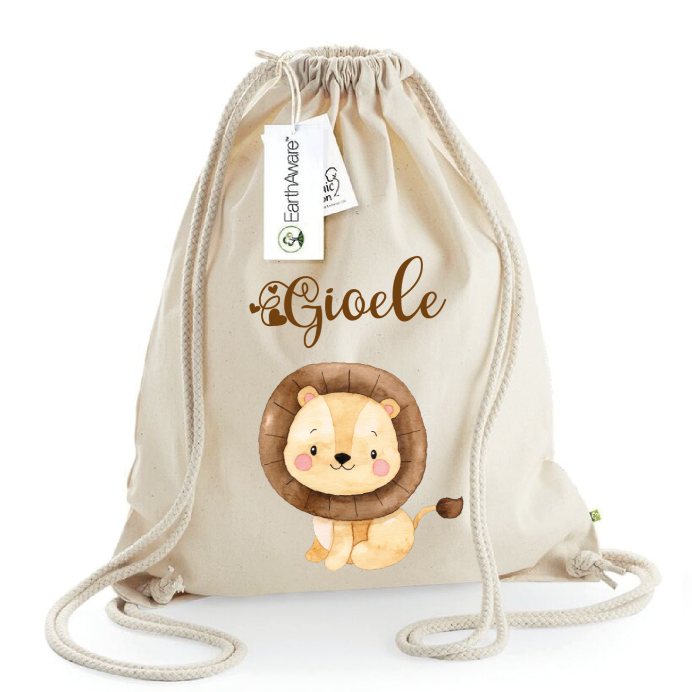 Zaino a sacca in cotone pesante Leone Cucciolo - Be Brave Boutique