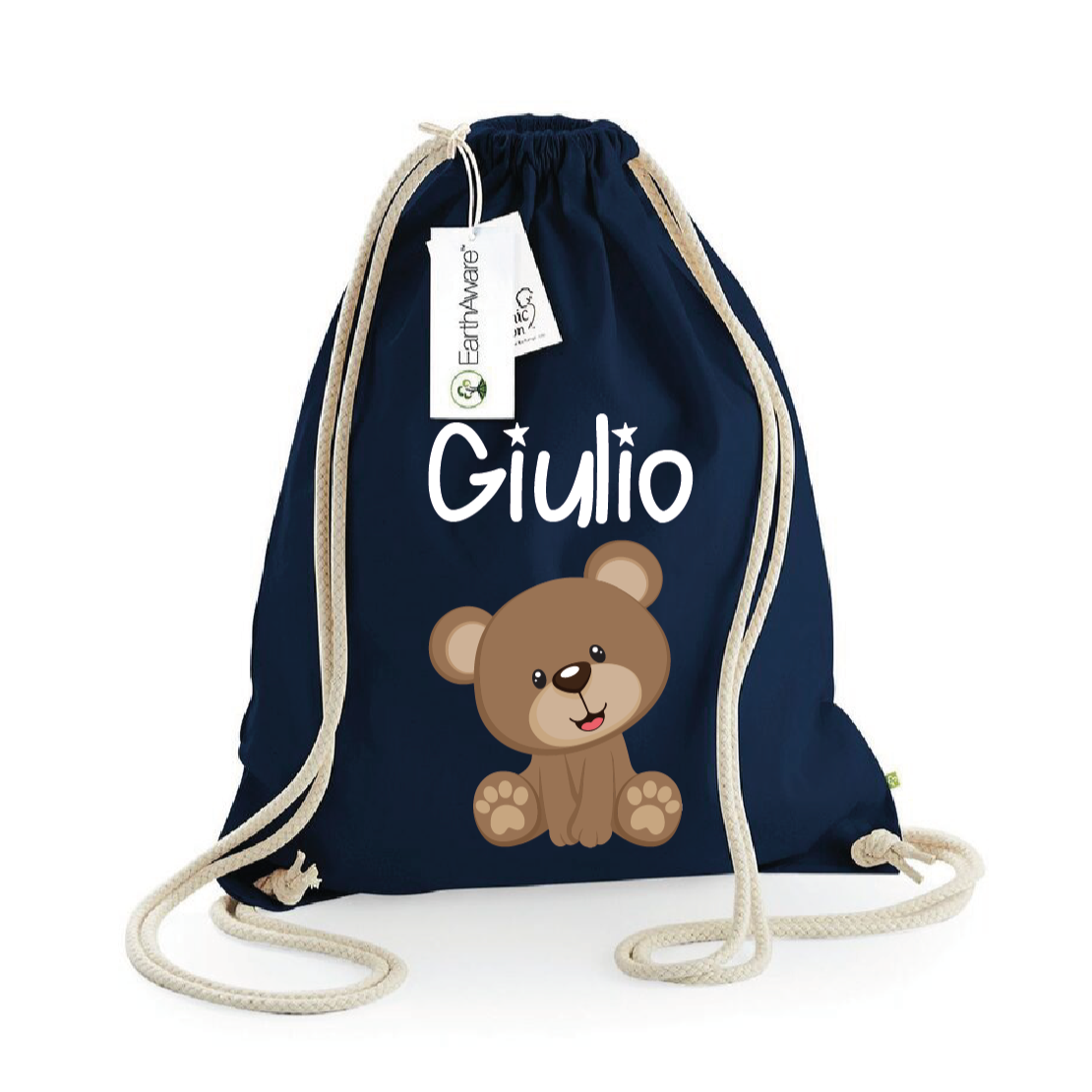 Zaino a sacca in cotone pesante Orsetto - Be Brave Boutique