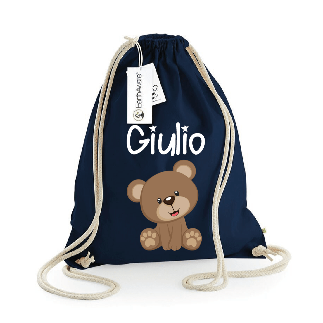 Zaino a sacca in cotone pesante Orsetto - Be Brave Boutique