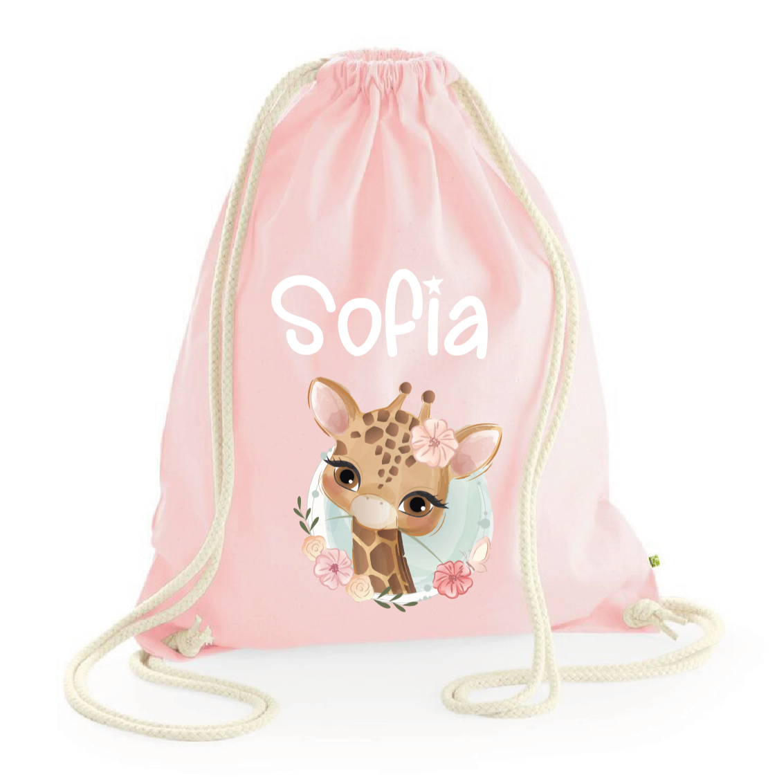 Zaino a sacca in cotone pesante Giraffa - Be Brave Boutique