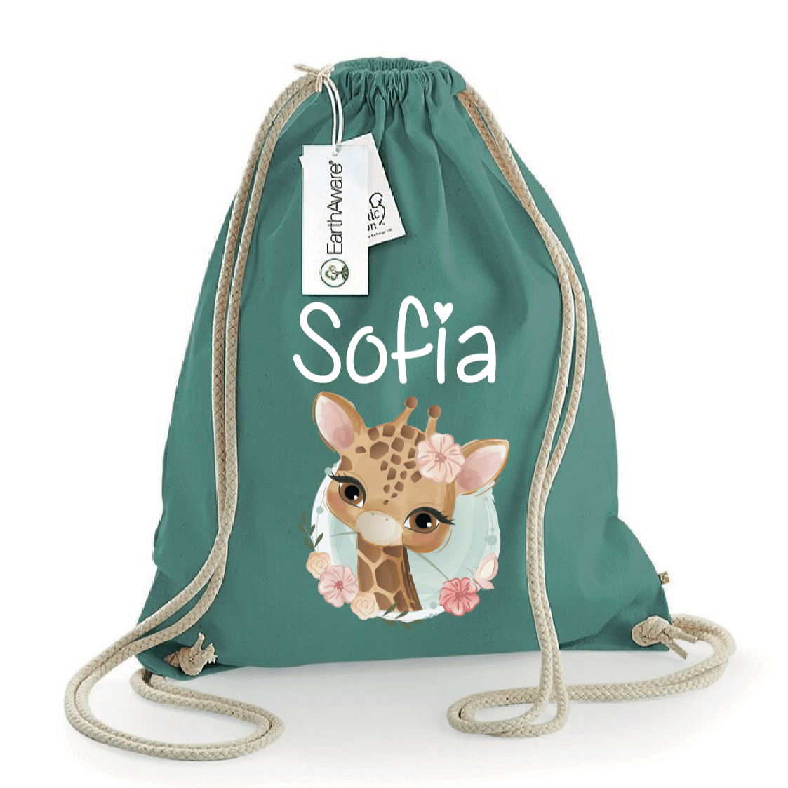 Zaino a sacca in cotone pesante Giraffa - Be Brave Boutique