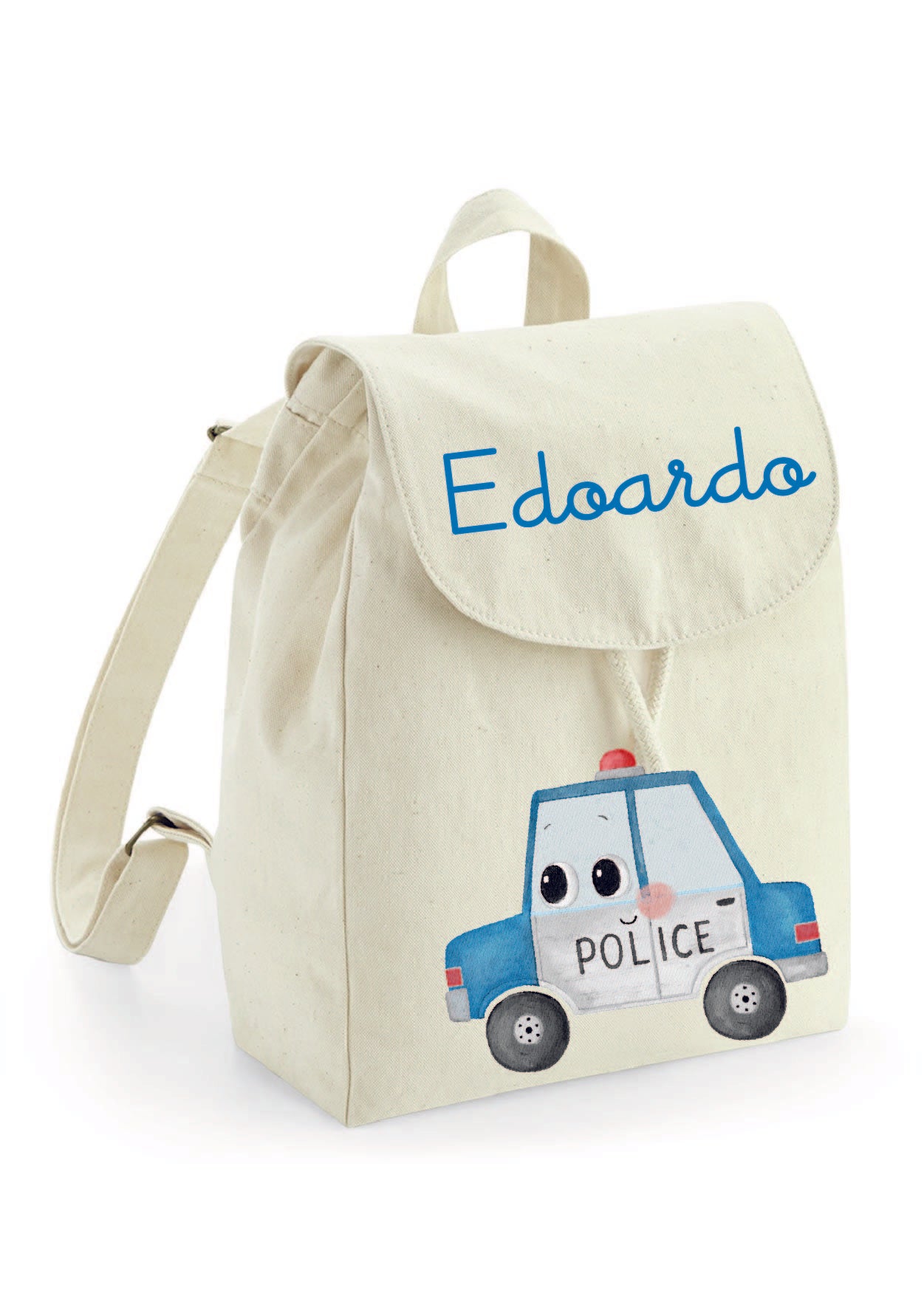 Mini Zaino in cotone Macchina Polizia - Be Brave Boutique