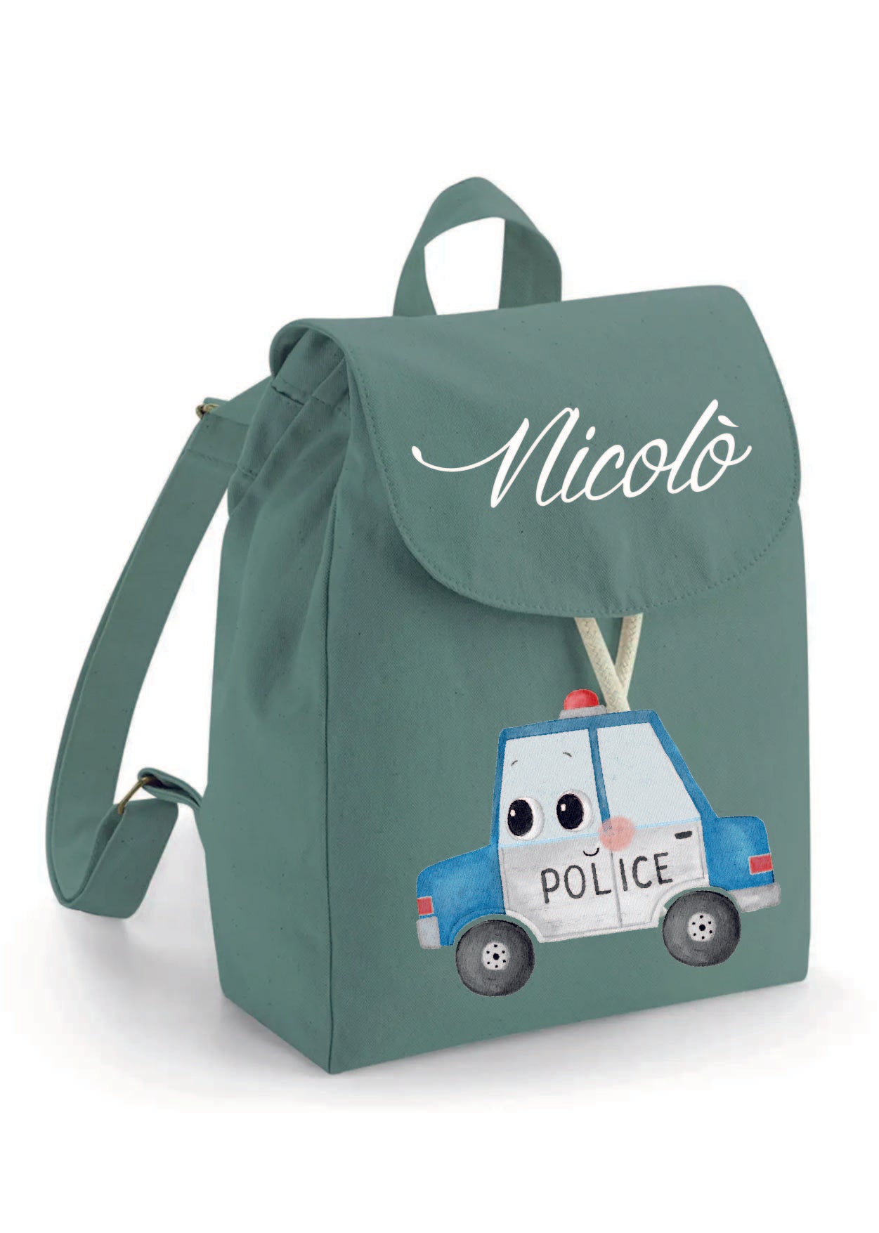 Mini Zaino in cotone Macchina Polizia - Be Brave Boutique