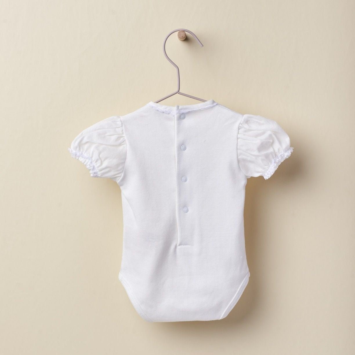 T shirt a body bianco in cotone con maniche a sbuffo - Be Brave Boutique