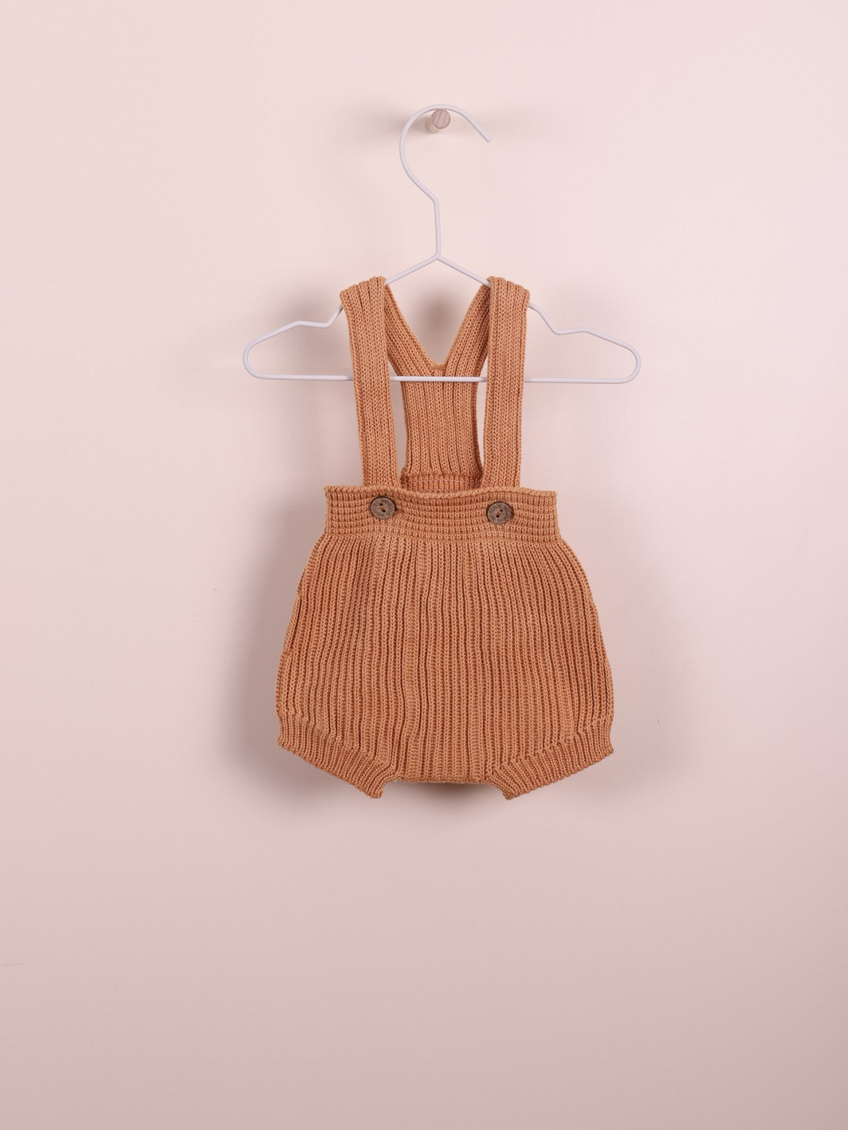 Pantaloncino con bretelle in morbida maglia Terracotta - Be Brave Boutique