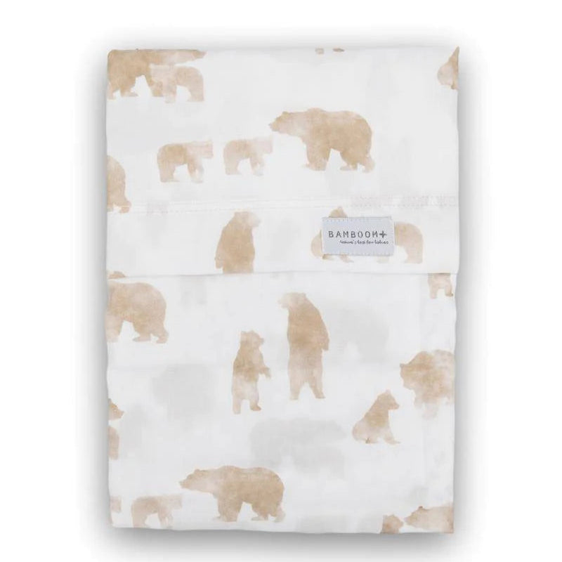 BAMBOOM Lenzuola per culla/carrozzina 75x100cm, con federa - Print -Orso - Be Brave Boutique