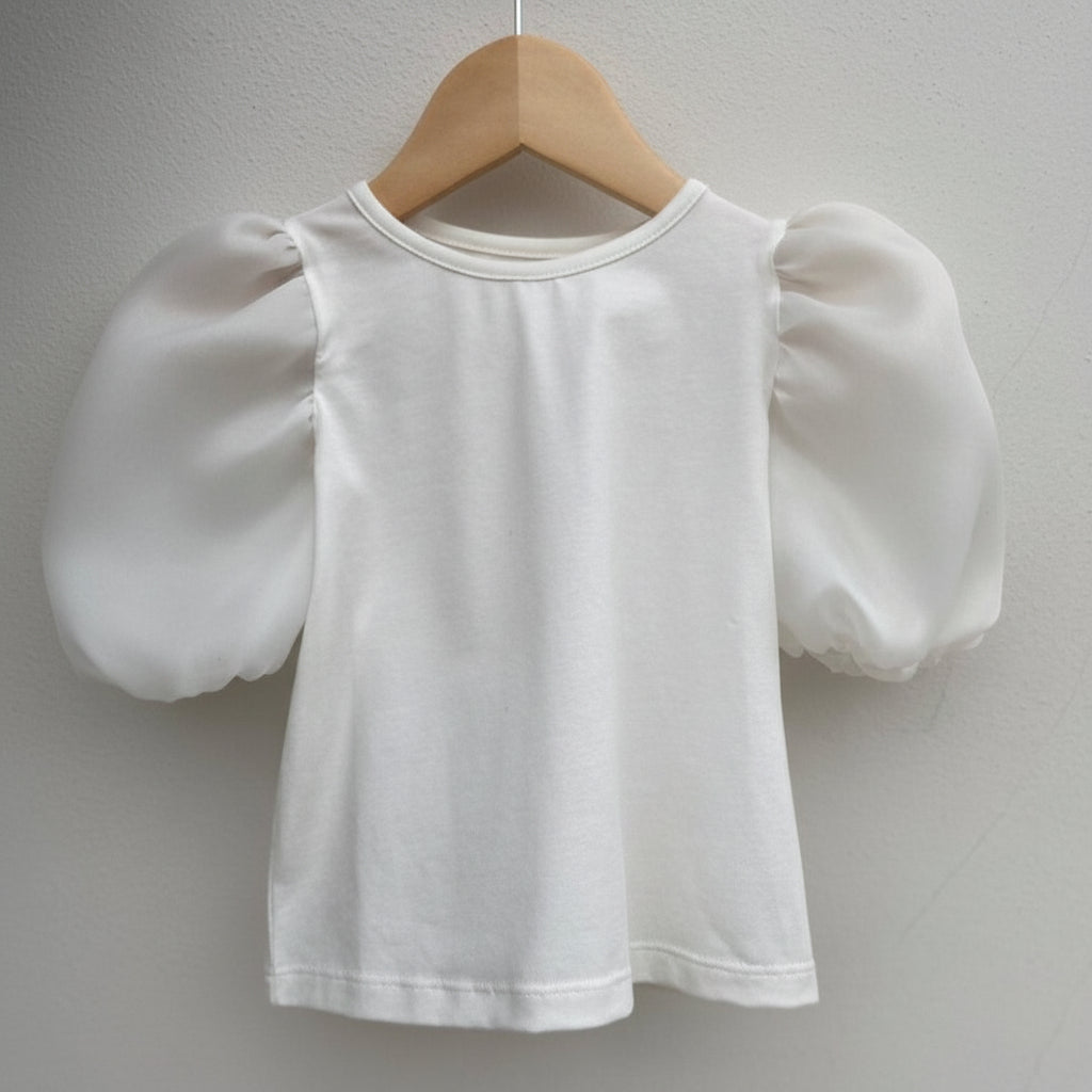 Maglietta in cotone con maniche in Organza - Be Brave Boutique