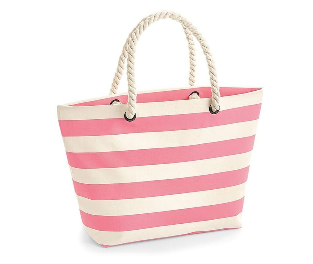 Borsa e pochette in cotone canvas a righe Rosa - Be Brave Boutique