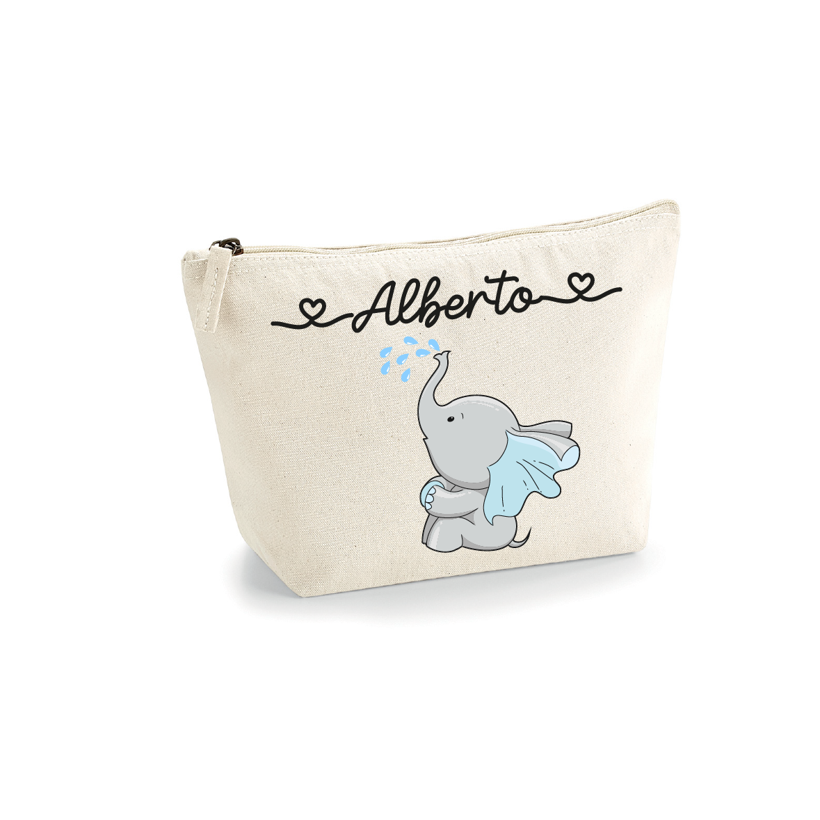 Pochette in cotone organico personalizzabile Elefantino gocce - Be Brave Boutique