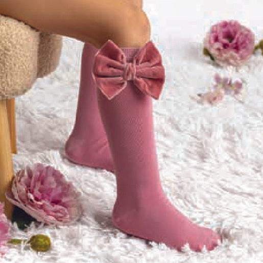 Calze bimba con fiocco in velluto Meia Pata - Be Brave Boutique