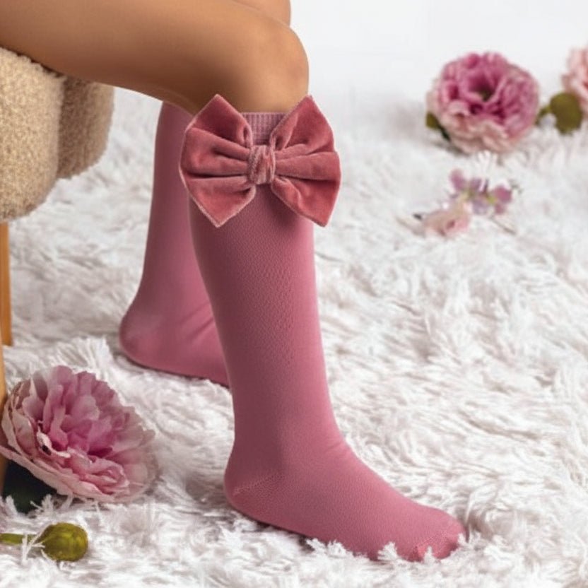 Calze bimba con fiocco in velluto Meia Pata - Be Brave Boutique