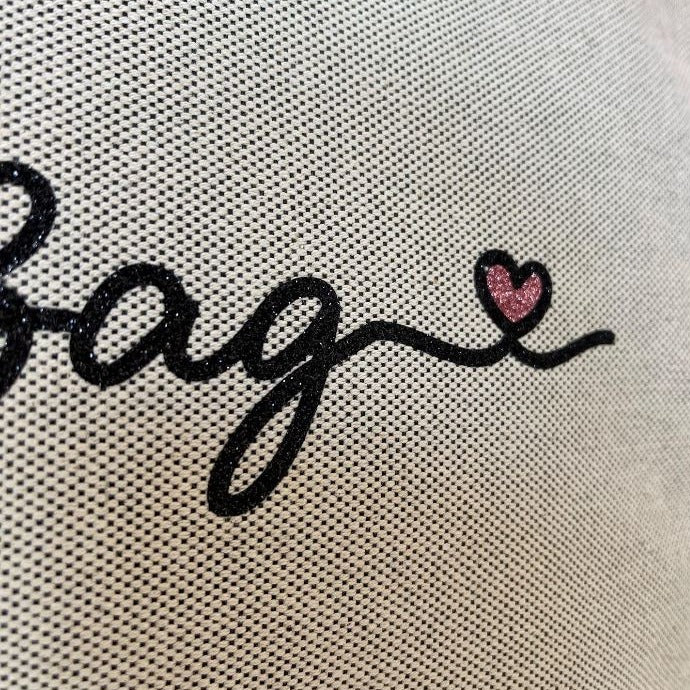 Borsone Mommy Bag Grande Glitter nero e cuori Azzurro/Rosa - Be Brave Boutique