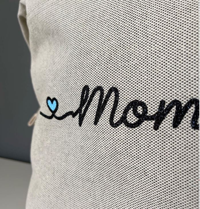 Borsone Mommy Bag Grande Glitter nero e cuori Azzurro/Rosa - Be Brave Boutique