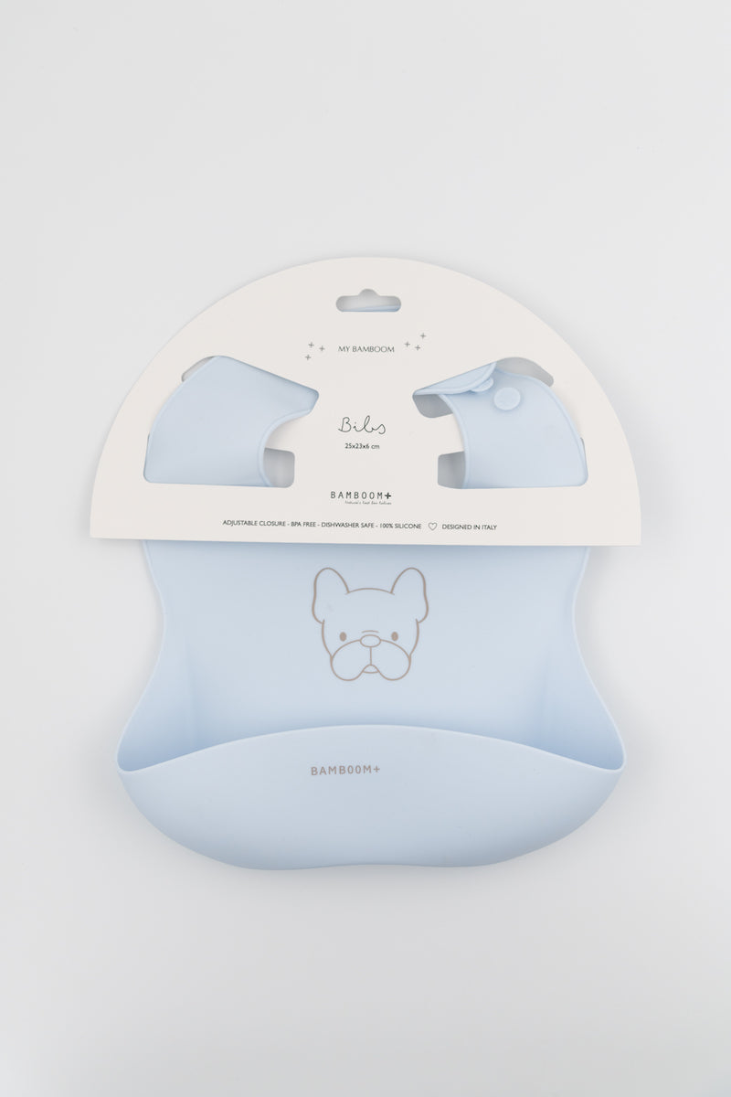 BAMBOOM Bib in silicone - Azzurro - Be Brave Boutique