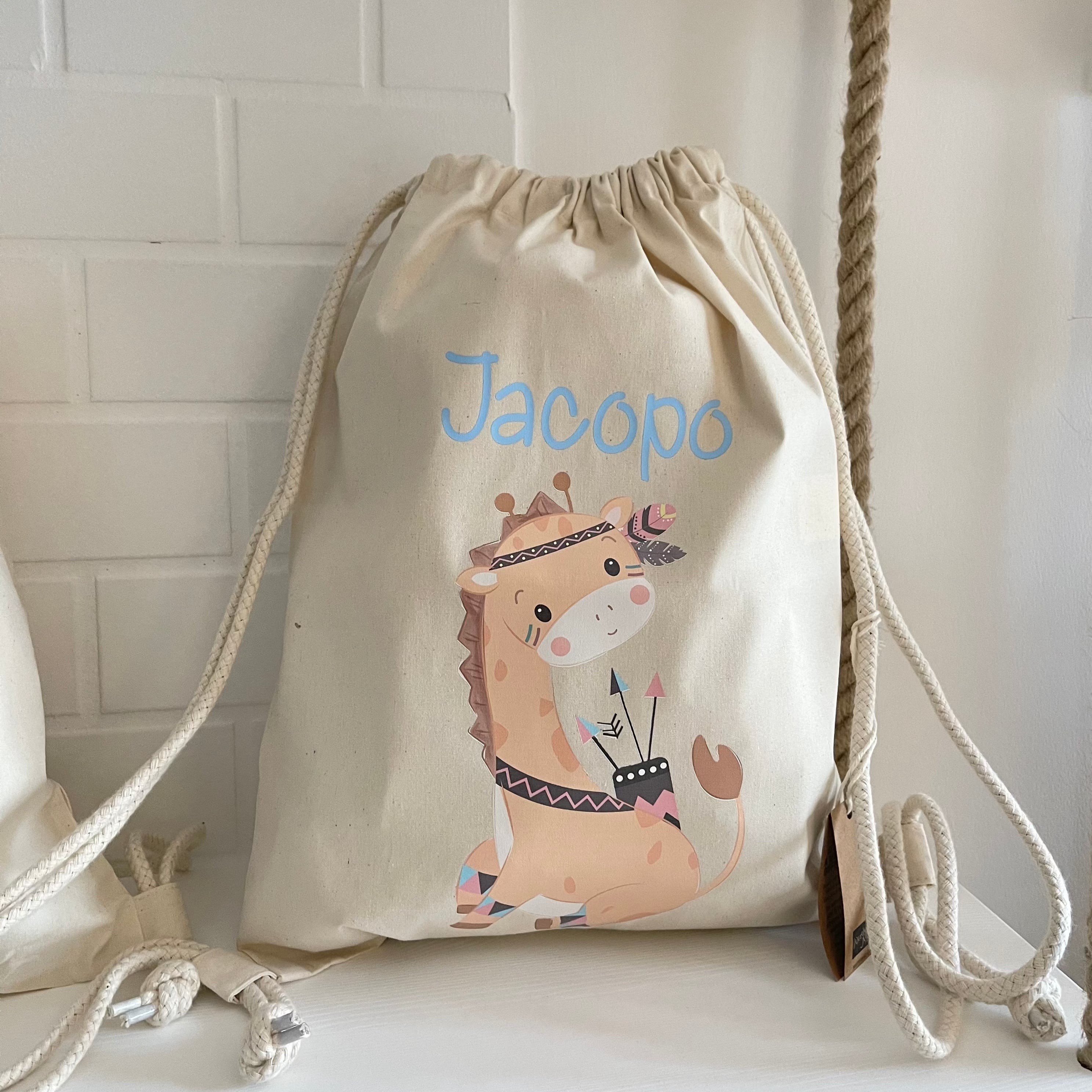 Zaino a sacca in cotone pesante personalizzato per bambini - Be Brave Boutique