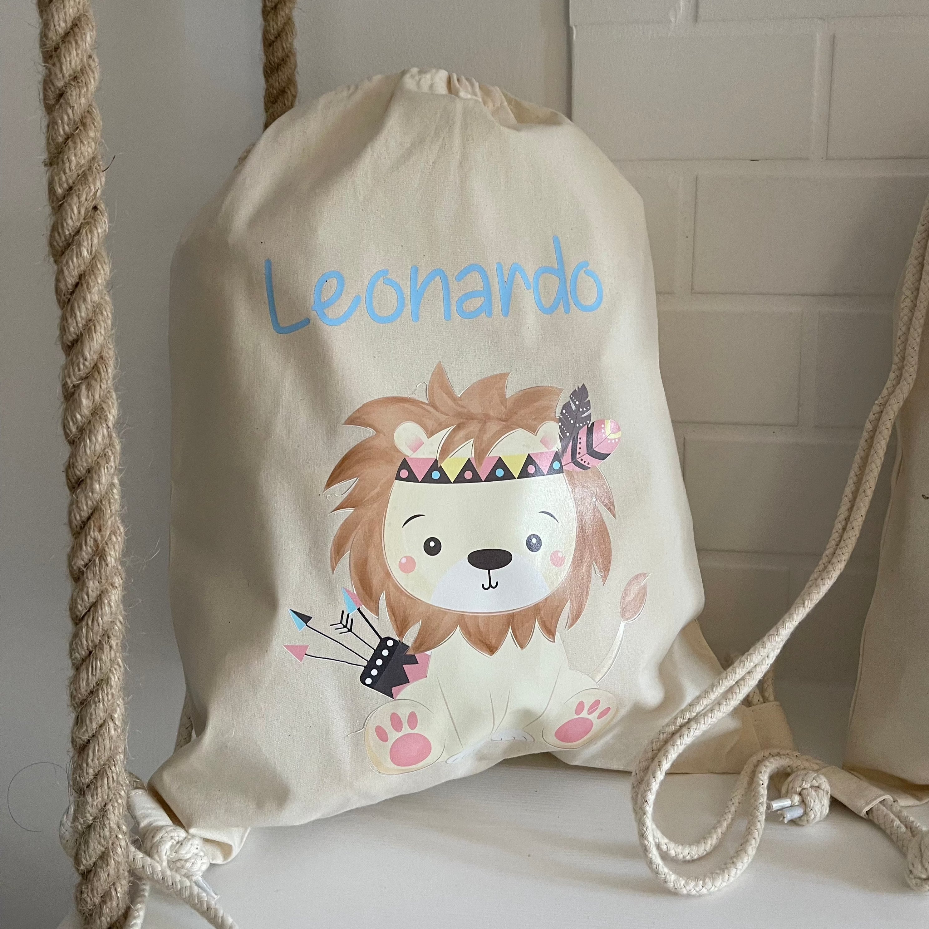 Zaino a sacca in cotone pesante personalizzato per bambini - Be Brave Boutique