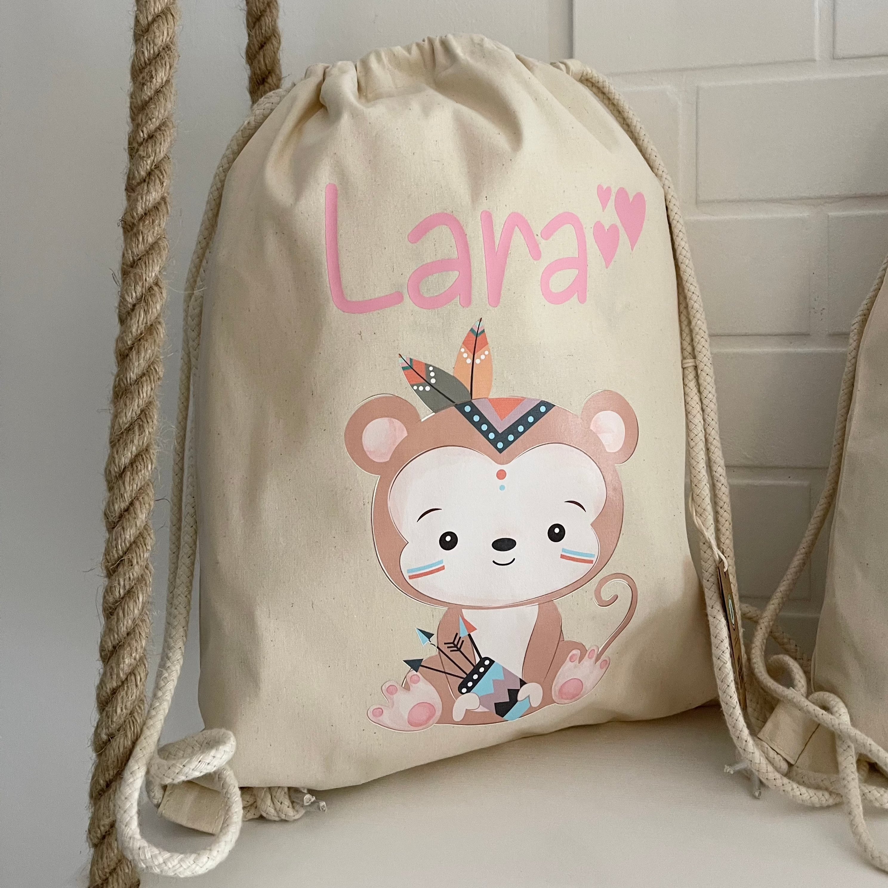 Zaino a sacca in cotone pesante personalizzato per bambini - Be Brave Boutique