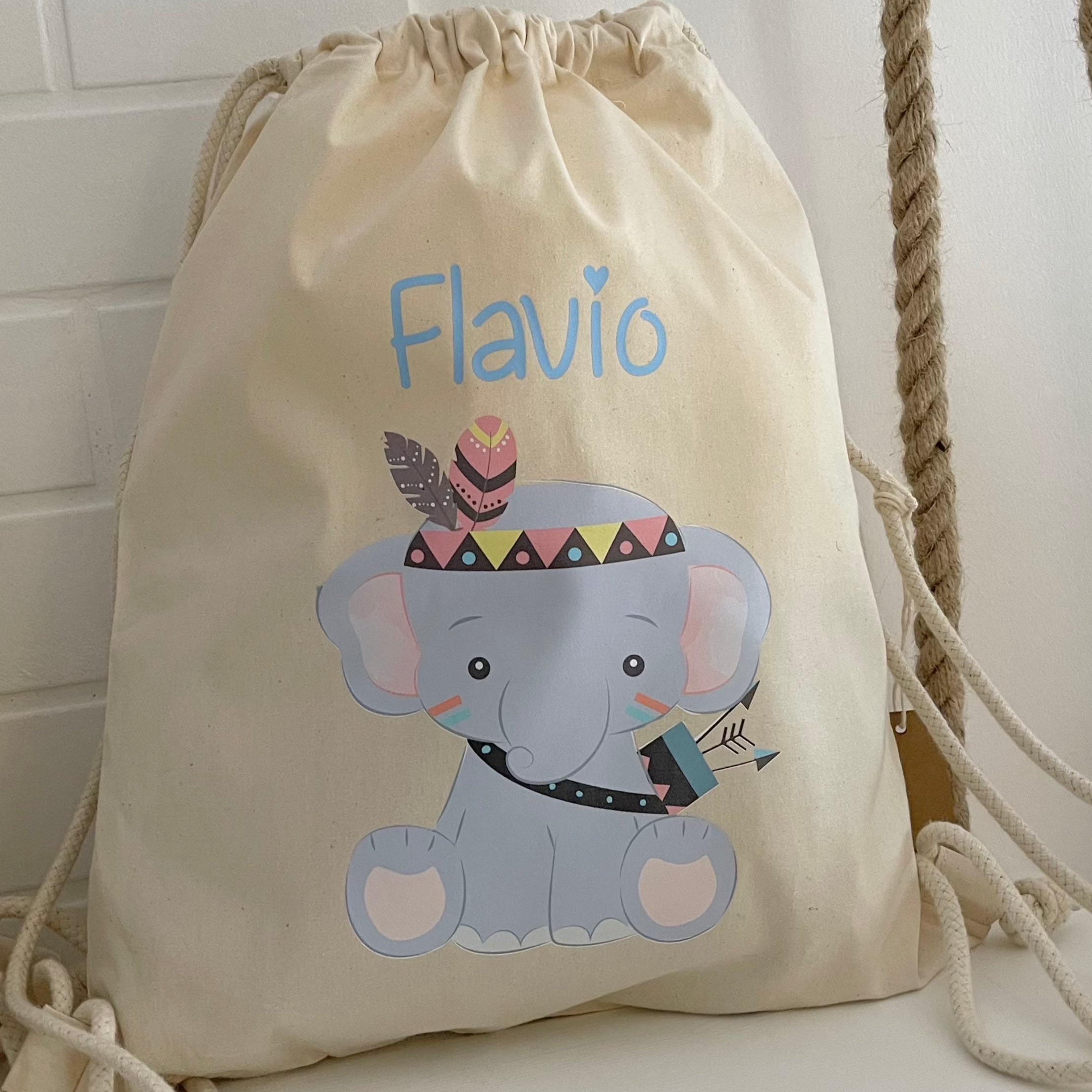 Zaino a sacca in cotone pesante personalizzato per bambini - Be Brave Boutique