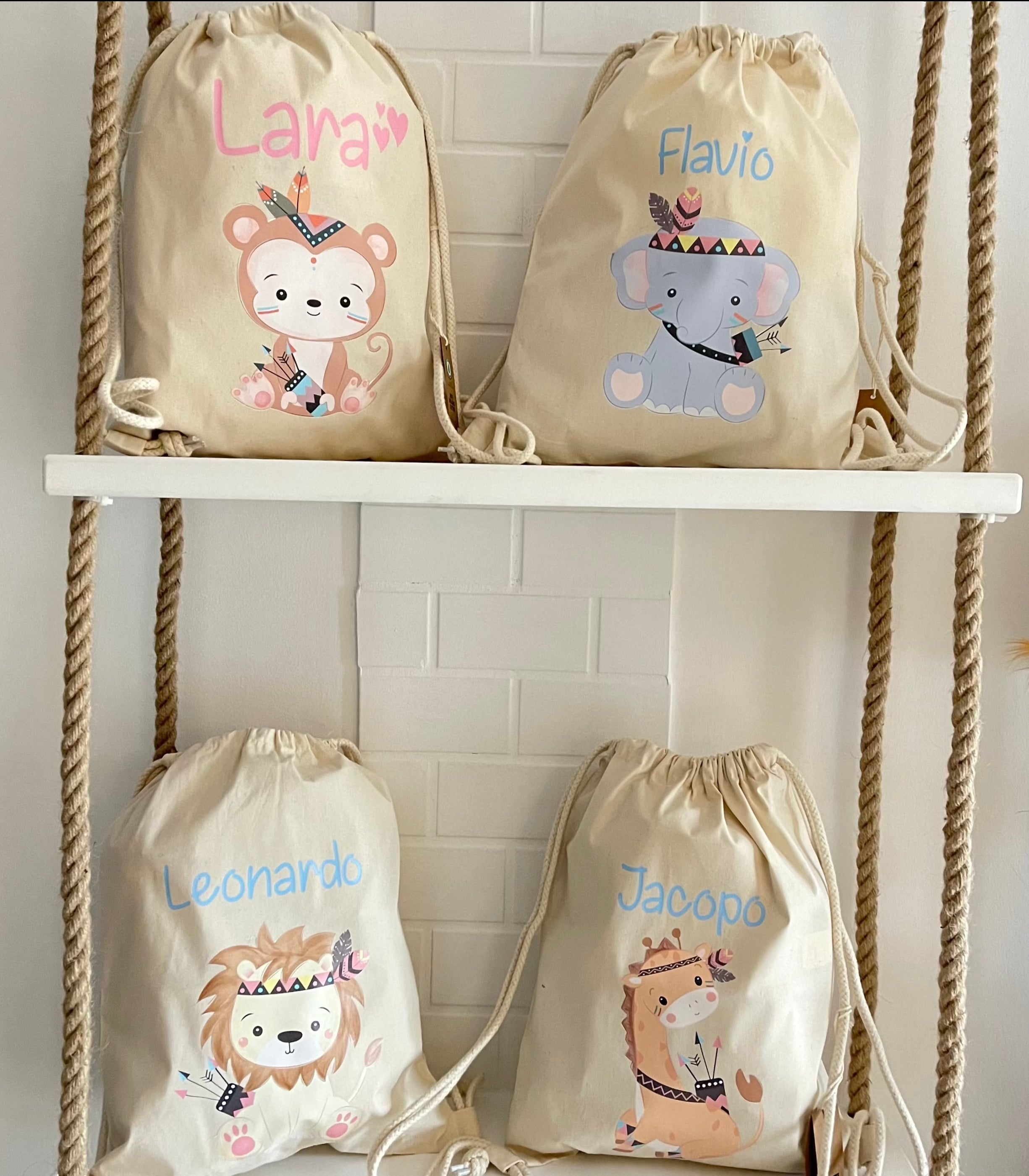 Zaino a sacca in cotone pesante personalizzato per bambini - Be Brave Boutique