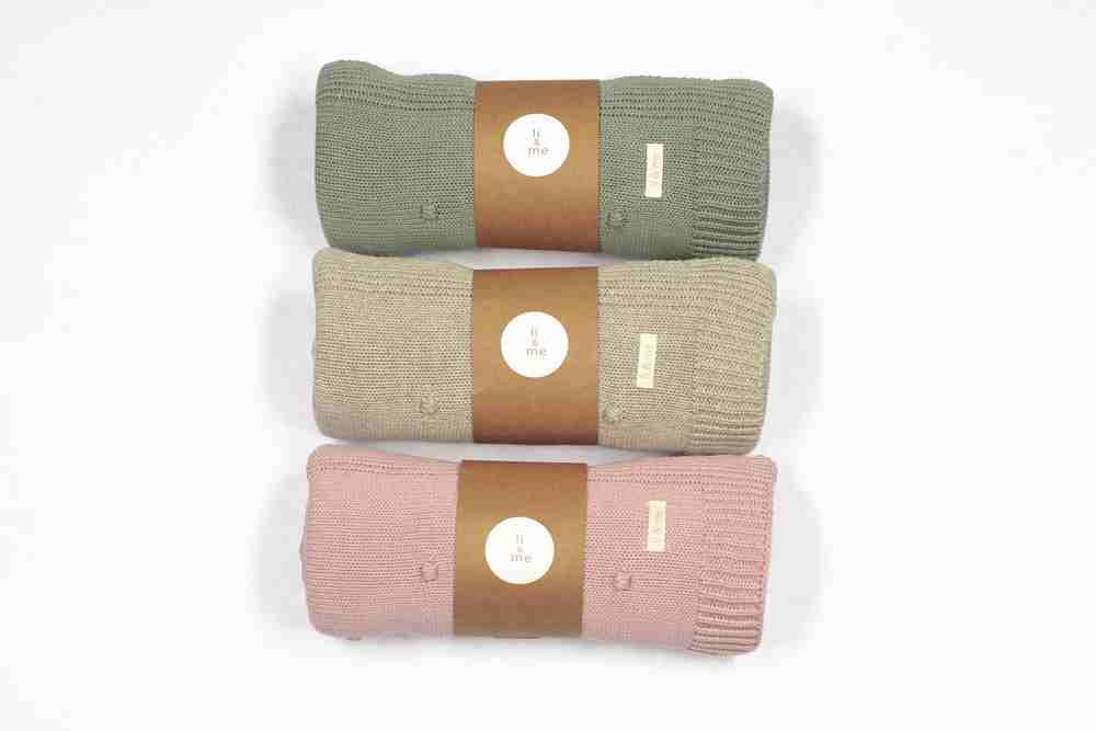 Coperta in cotone culla/carrozzina LI&ME Mia Stone - Be Brave Boutique