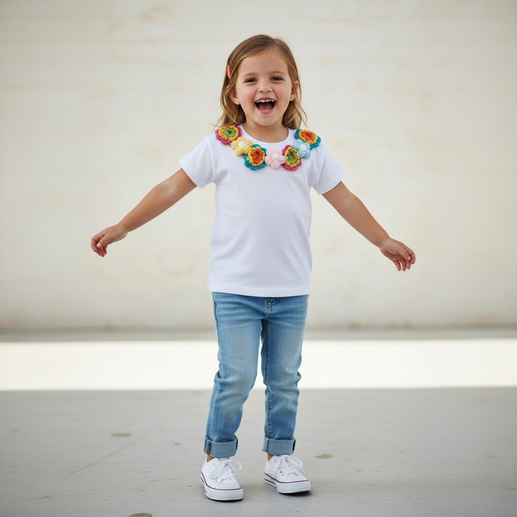 Fiori Applicati Canotta A Fiori Maglietta In Cotone Con Fiori