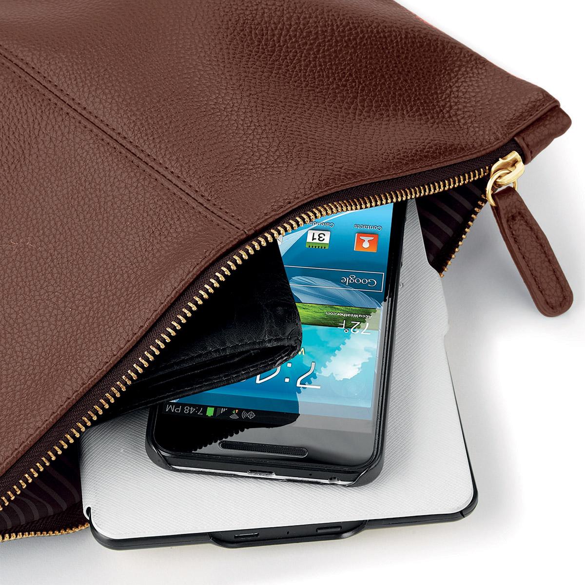 Beauty case piatto in simil pelle completamente foderate con motivo a righe personalizzabile - Be Brave Boutique