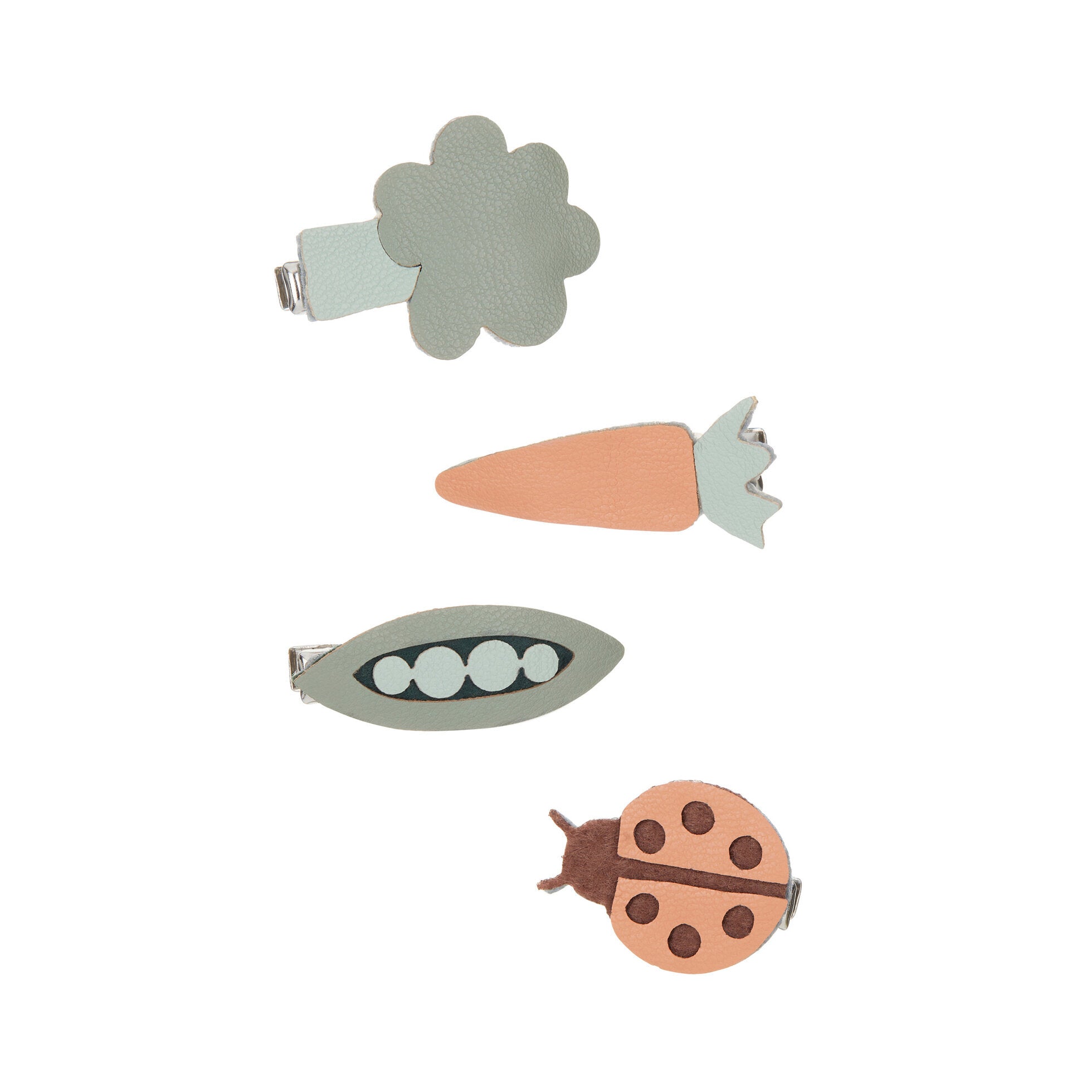 Clip Per capelli vegetariane carota, piselli, coccinella e broccoli! - Be Brave Boutique