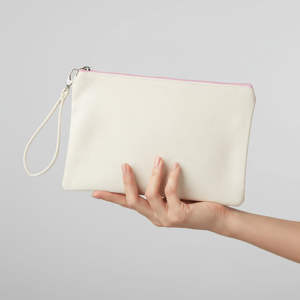 Pochette in cotone con anello da polso e zip colorata - Be Brave Boutique