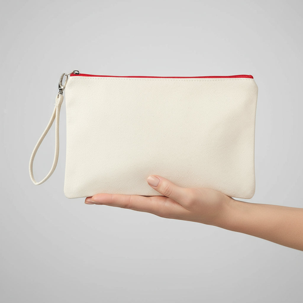 Pochette in cotone con anello da polso e zip colorata - Be Brave Boutique
