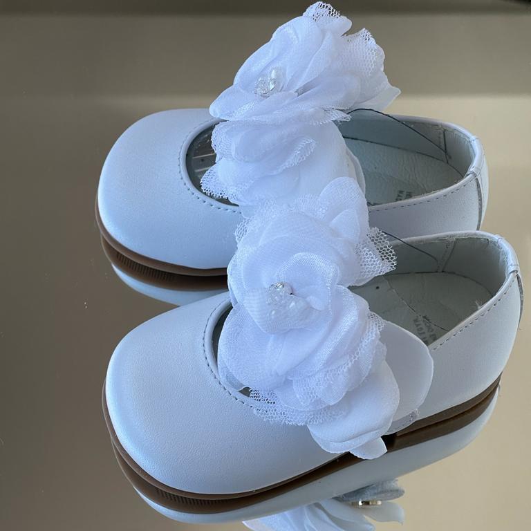 ANDANINES Ballerina laminado bianco con fiore - Be Brave Boutique