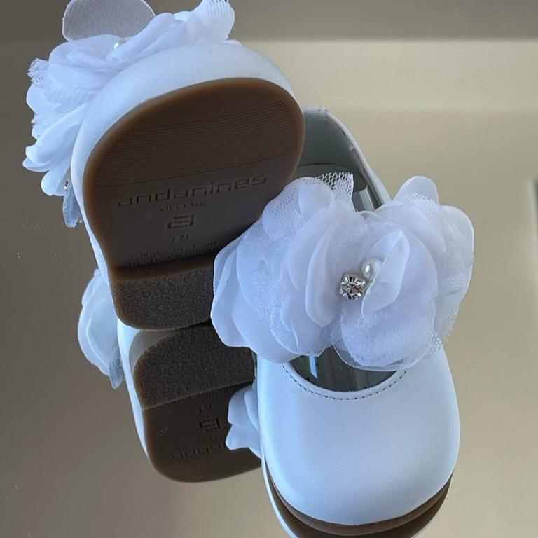 ANDANINES Ballerina laminado bianco con fiore - Be Brave Boutique