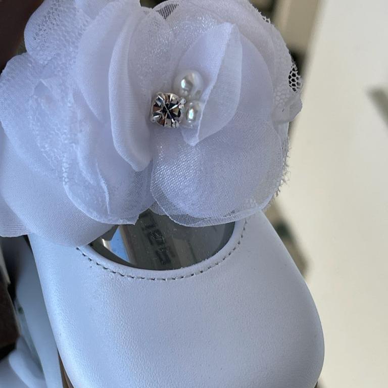 ANDANINES Ballerina laminado bianco con fiore - Be Brave Boutique