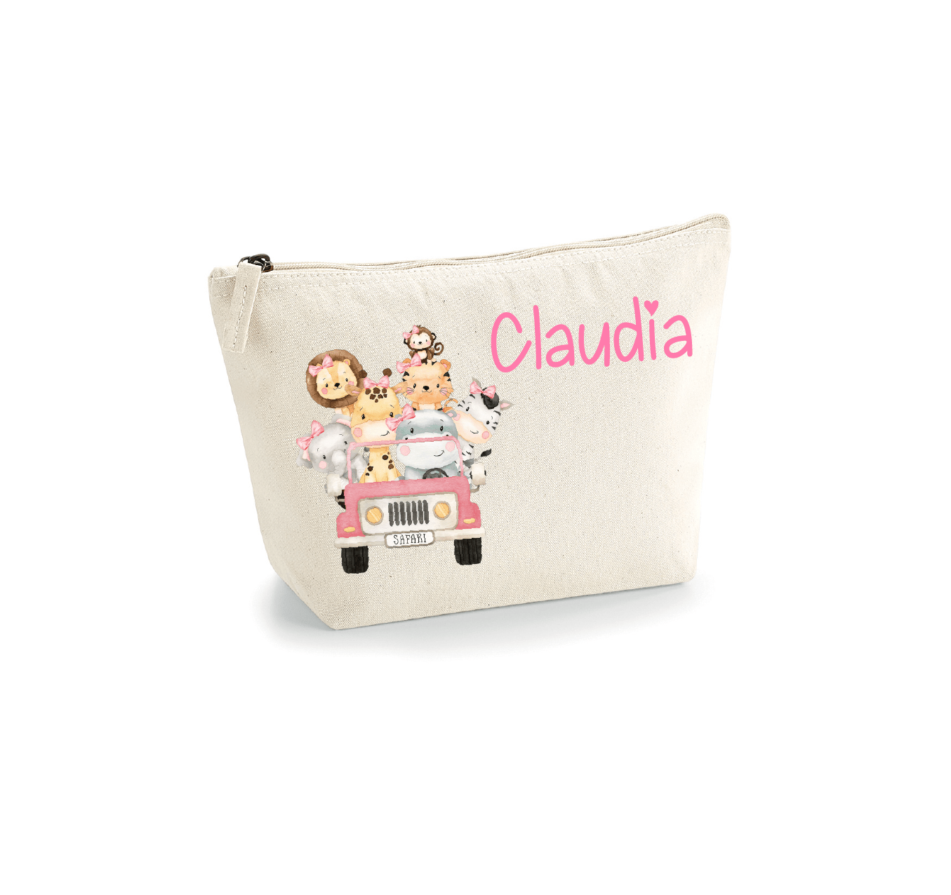 Pochette in cotone organico personalizzabile Safari Rosa - Be Brave Boutique