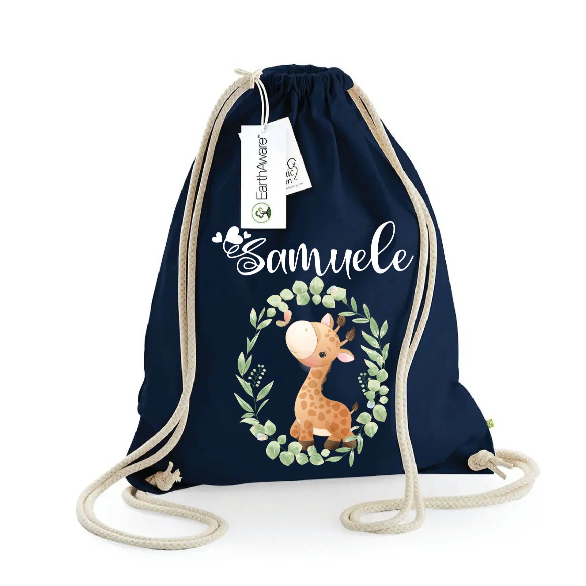 Zaino a sacca in cotone pesante Giraffa - Be Brave Boutique