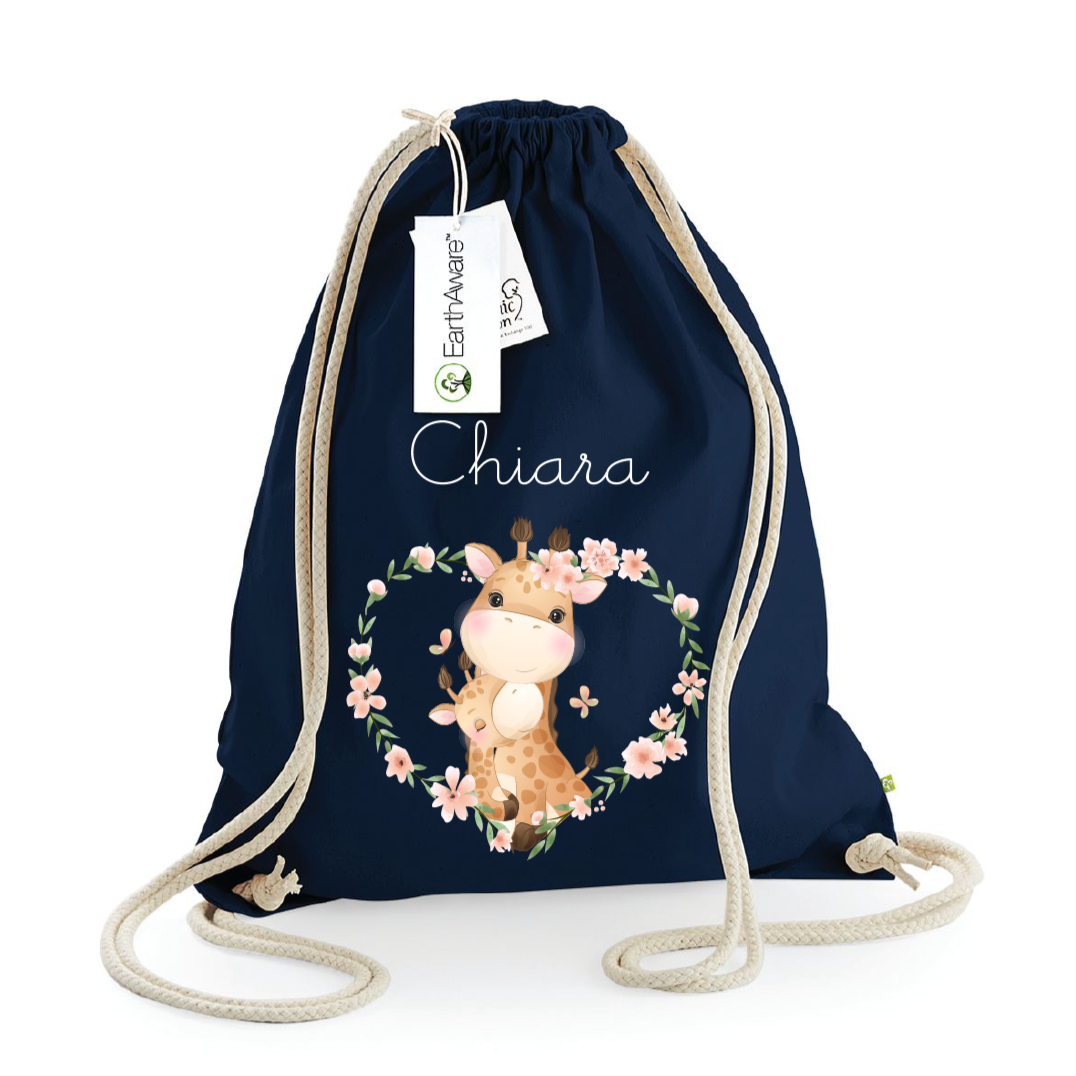 Zaino a sacca in cotone pesante Giraffine - Be Brave Boutique