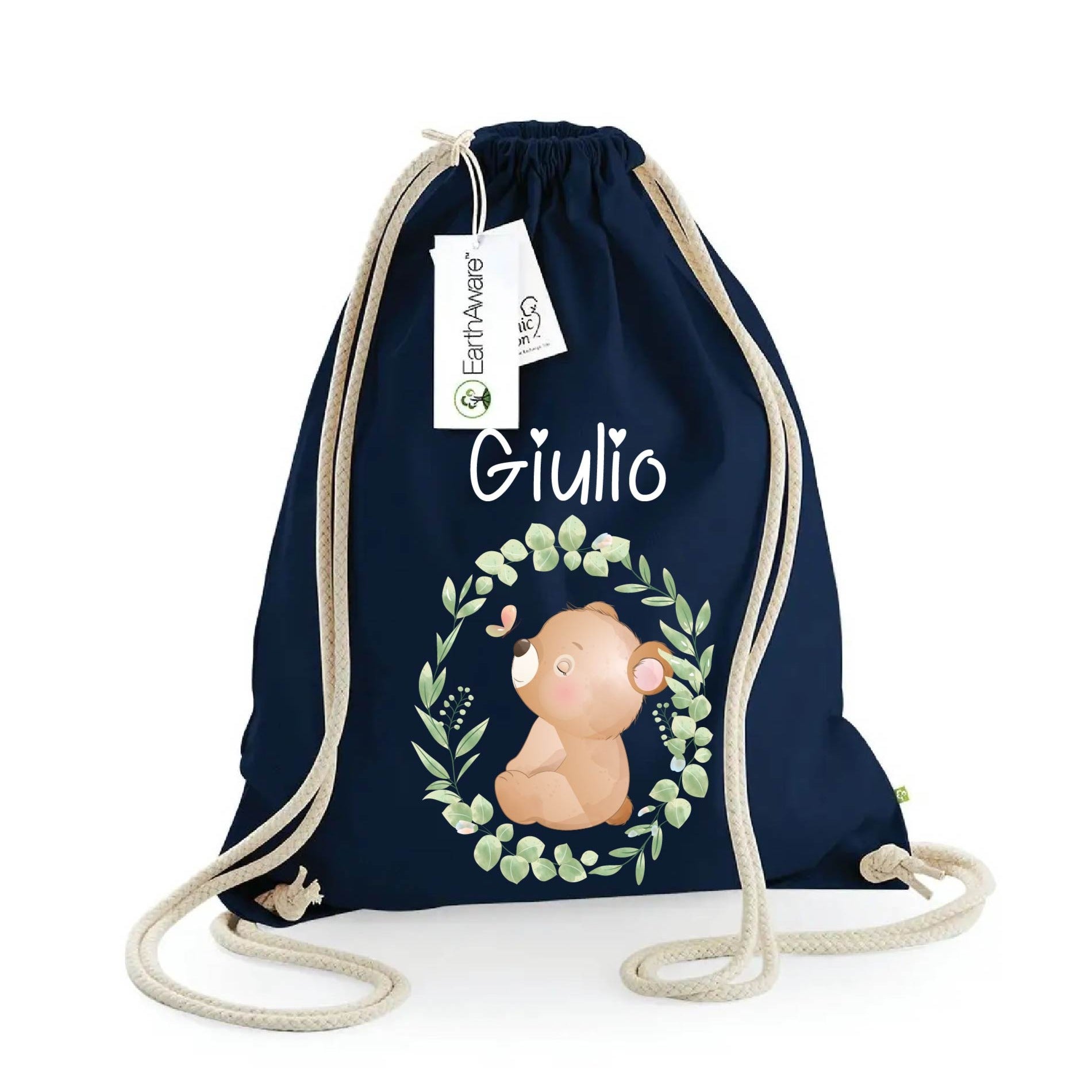 Zaino a sacca in cotone pesante Orsetto - Be Brave Boutique