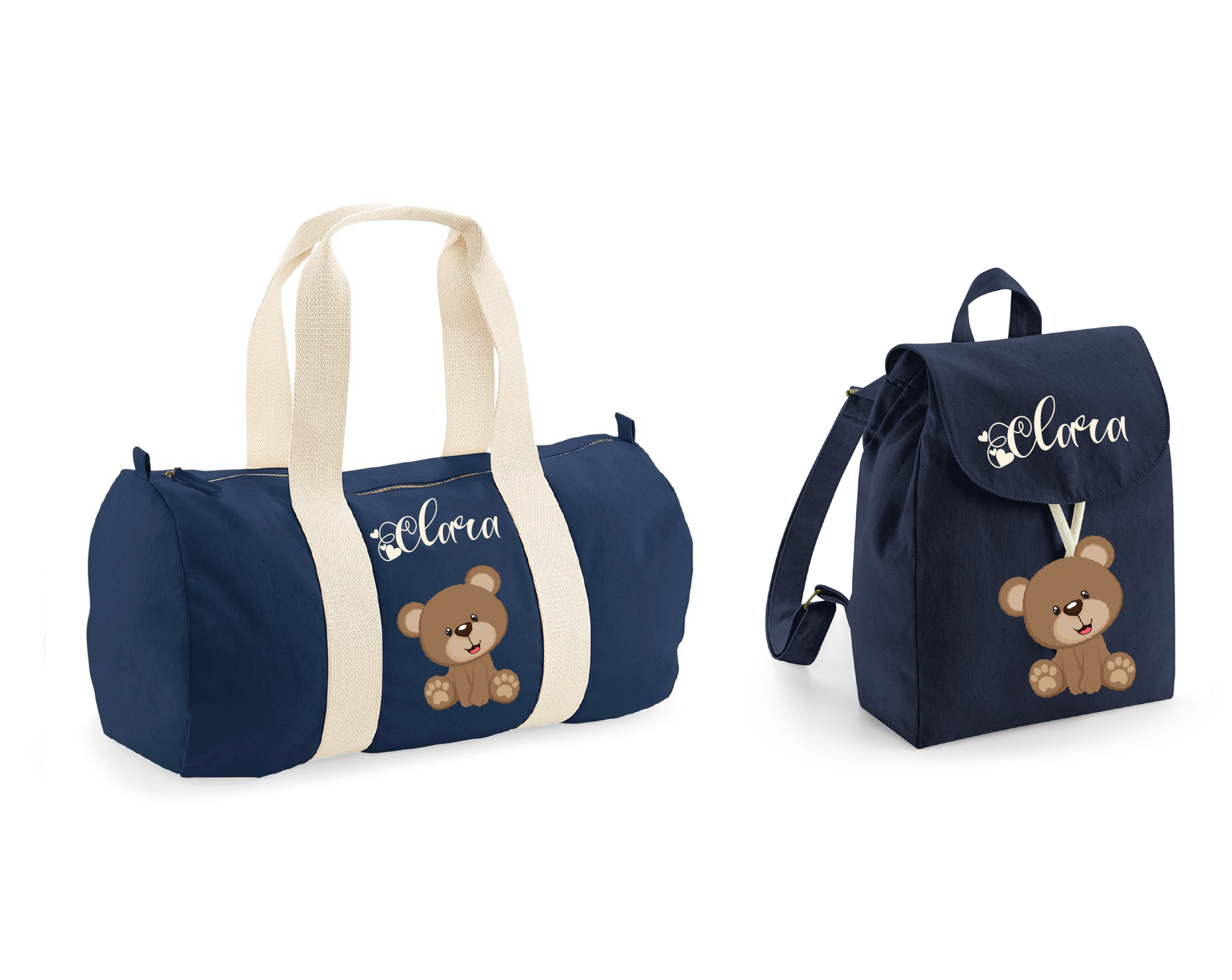 Borsone e zaino in cotone Orsetto personalizzabile - Be Brave Boutique