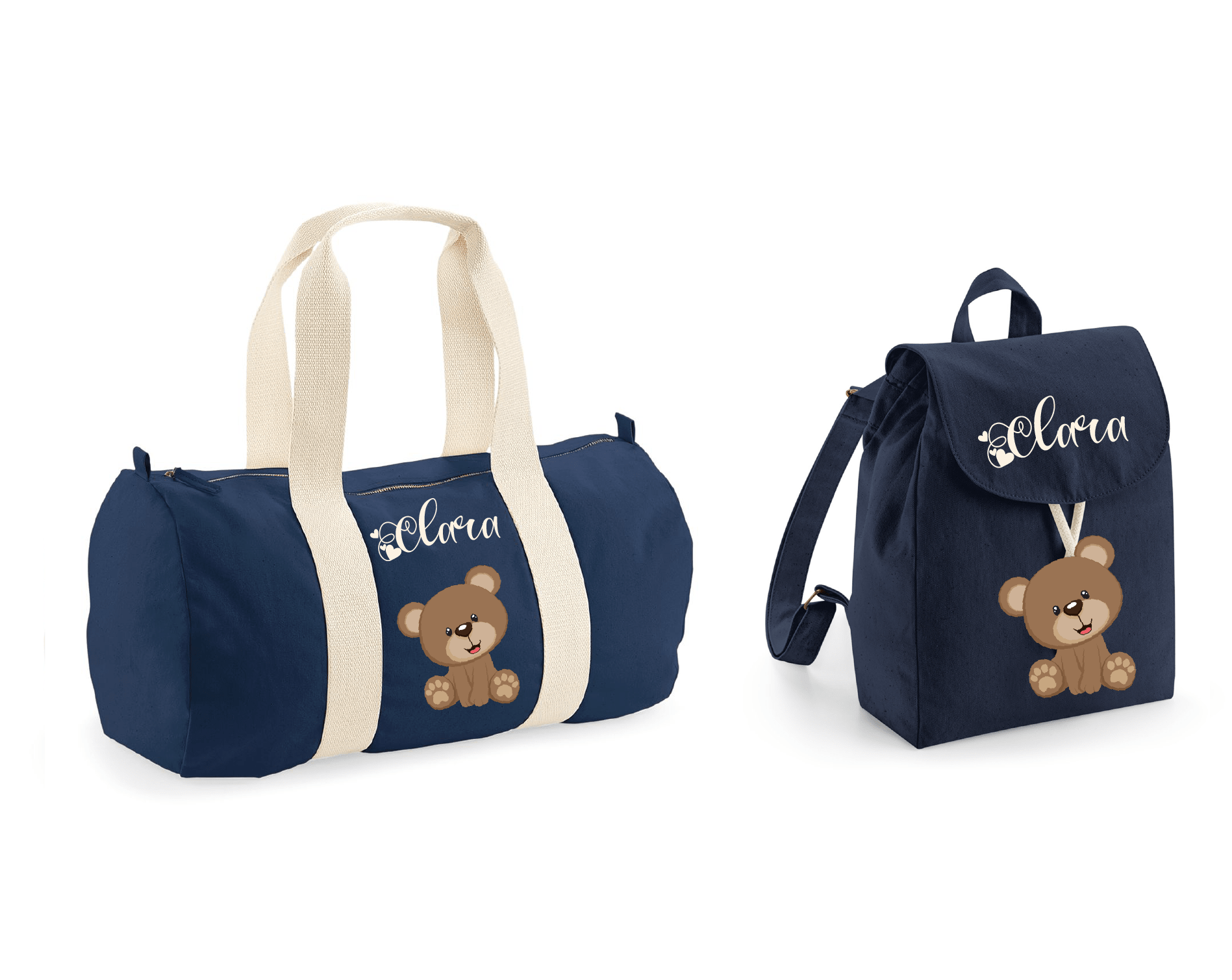 Borsone e zaino in cotone Orsetto personalizzabile - Be Brave Boutique