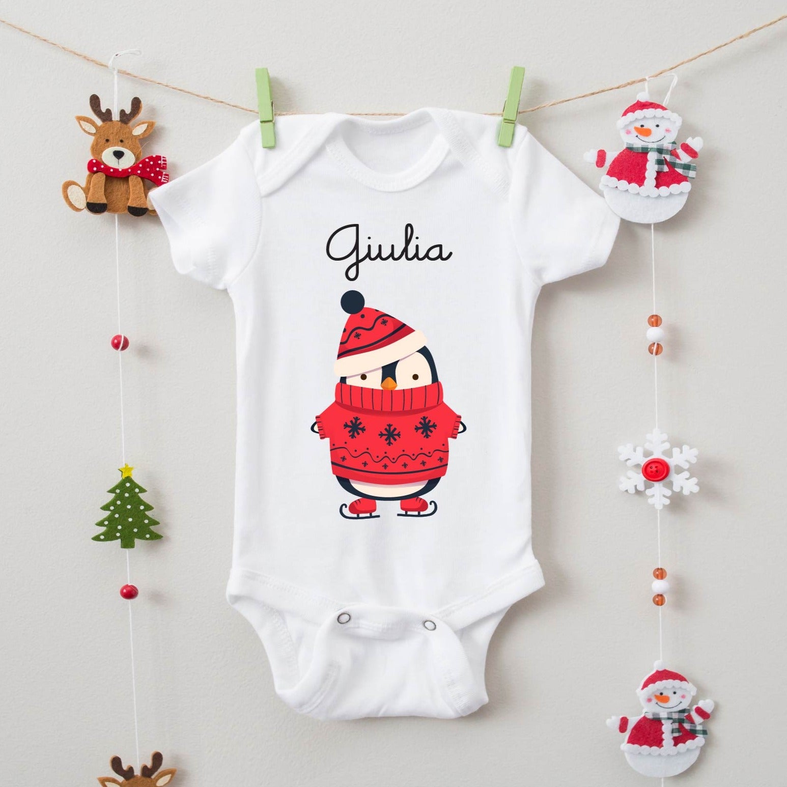 Body personalizzabile Pinguino Natalizio - Be Brave Boutique